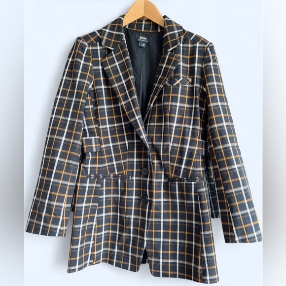 Maeve Anthropologie Womens Oversized Plaid Equestrian Black Fall Blazer Size 2 - Picture 11 of 15
